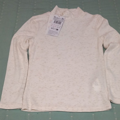 Orchestra girls' t-shirt new, white and beige, size 116 cm