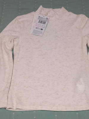 Orchestra girls' t-shirt new, white and beige, size 116 cm