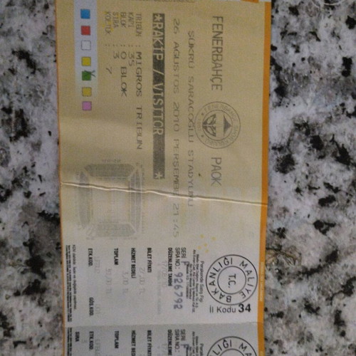 PAOK match ticket from historic Fenerbahce game 26-8-10 like new