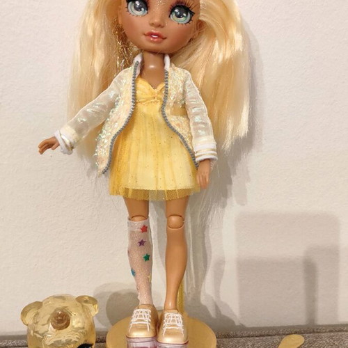 Rainbow High doll like new with pet, comb, and stand