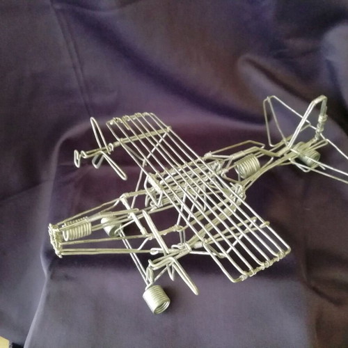 Handmade airplane made of hard wire like new