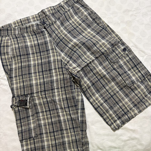 Vintage checked bermuda shorts used, size M/L, gray and beige