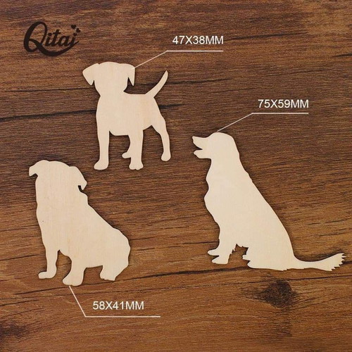 Wooden pet craft elements new, set with sign, 24 dogs and 50 bones