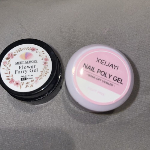 Set of 2 nail gels: XEIJAYI Nail Poly Gel Light Pink and Meet Across Flower Fairy Gel