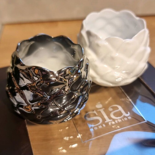 Set of 4 pinecone-shaped decorative tealight holders SIA new