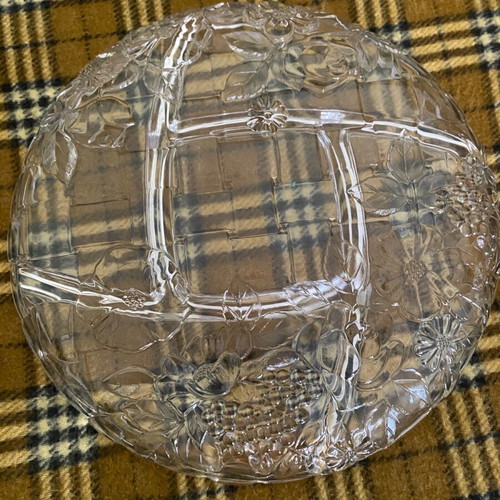 Glass serving platter with dividers and plant designs new
