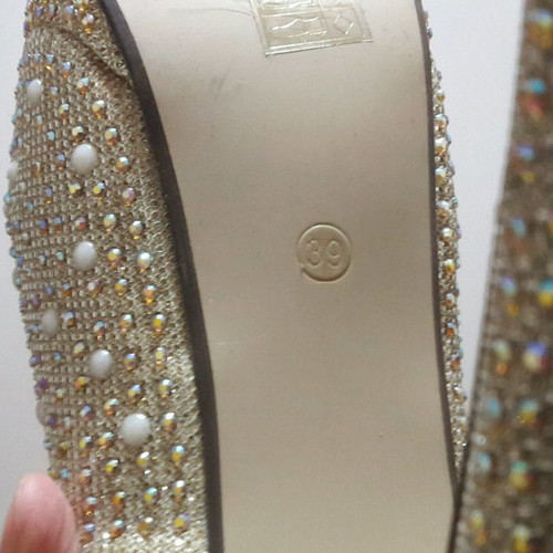 Bridal pumps used, beige, sparkling, size 39