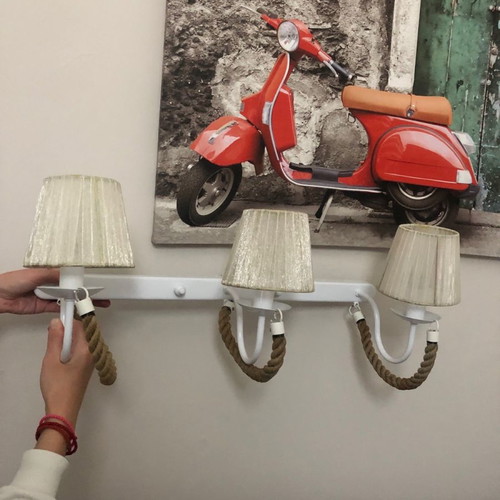 Wall lights used with rope, set of 4, white