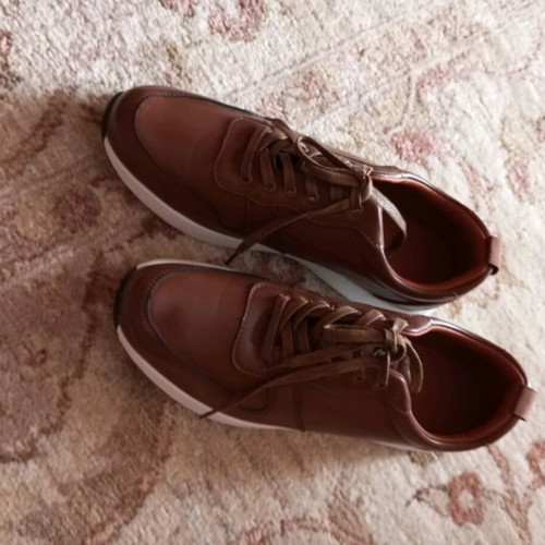 Men's leather tanned brown sneakers new, size 44