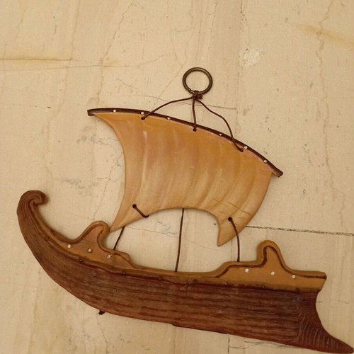 Ceramic Wall Hanging Sailboat new, 27x21cm