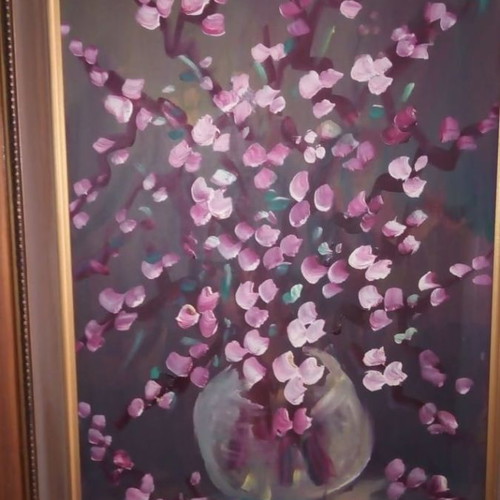 Dora Bouki oil painting with personal dedication, 1979