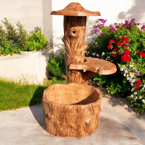 Isabella Concrete Garden Fountain Beige and Brown, New