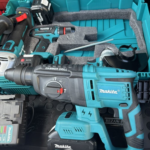 Makita brushless tool set with 4 tools and 3 batteries