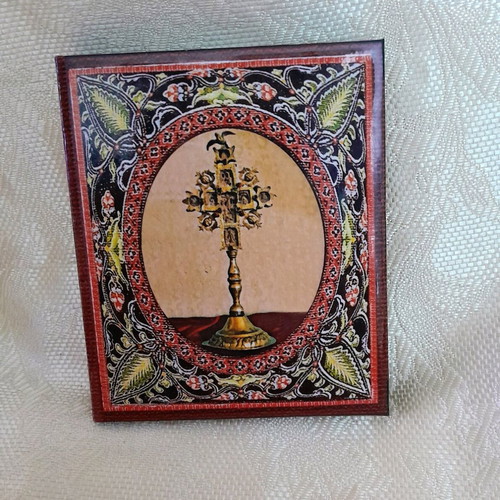 Prayer image used, 9.5x8.5cm, hard cardboard
