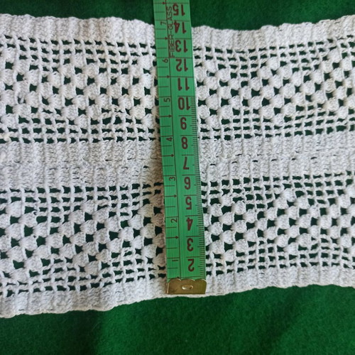 Crochet pattern like new with geometric openwork design and fringes