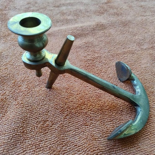 Bronze anchor-shaped table candlestick, new