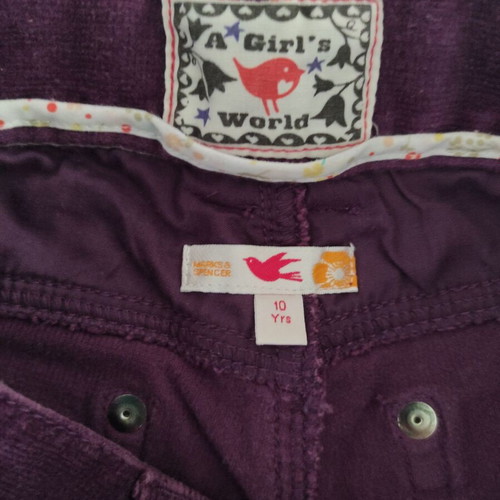 A Girl's World corduroy kids' pants No 10, purple