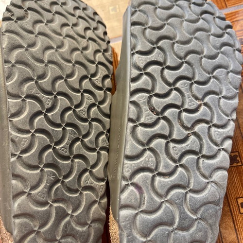 Birkenstock slippers used, size 38, gray, narrow heel wide front
