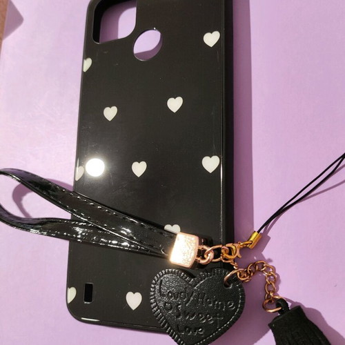 Oppo Realme C21Y phone case new black with heart strap