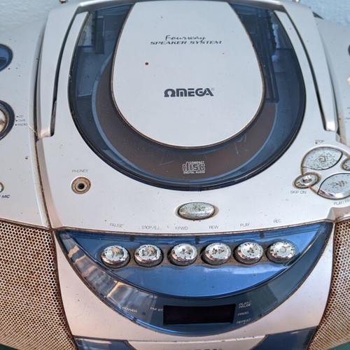 Omega portable boombox with CD player and radio used