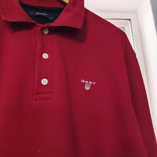 Gant men's long sleeve polo shirt like new, red, size L