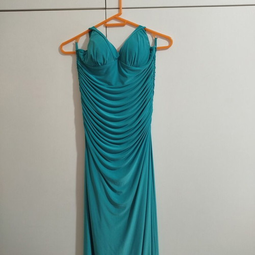 Long dress used, formal mermaid style with back tie