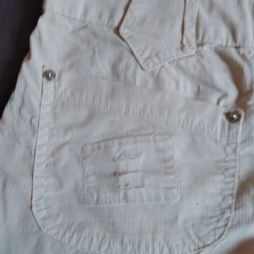 Women's mini skirt used, beige-yellow denim fabric, size L
