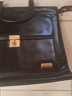 Vintage Aslanis Black Leather Briefcase Marcoderm used