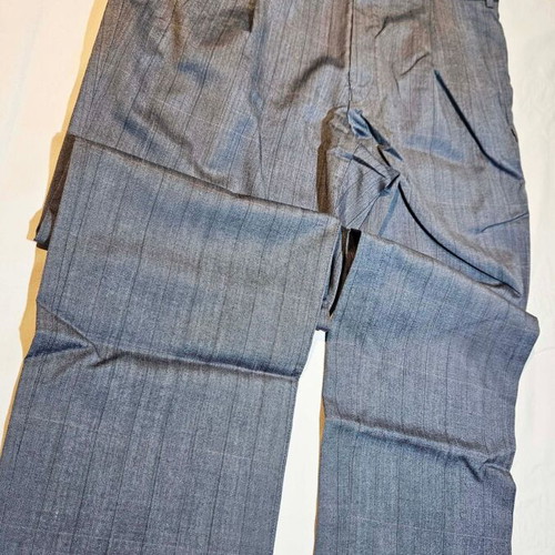Men's grey suit pants with double pleats, size M