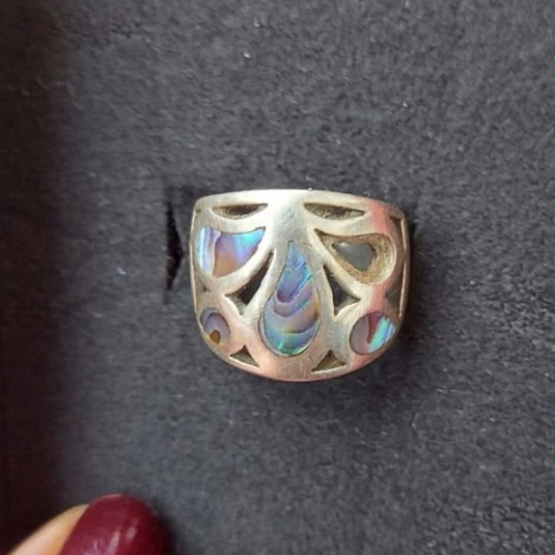 Silver ring 925 with abalone mother-of-pearl used