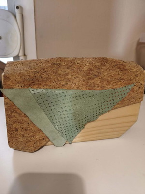 Women's handbag wood, cork and leatherette, like new