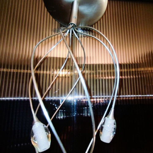 Medousa ceiling light like new, 7-light chrome with glass ends