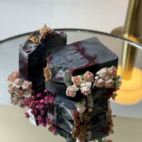 Natural soap with activated charcoal and rose new