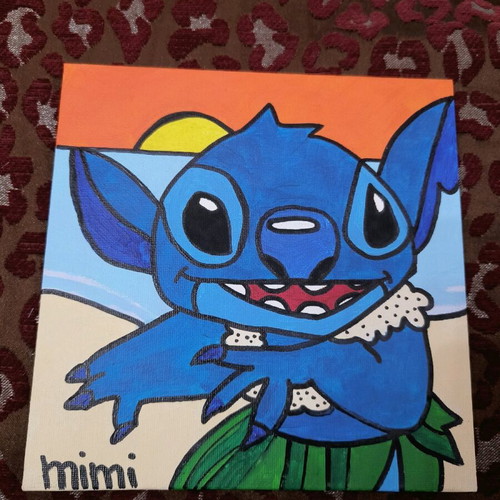 Stitch handmade painting with acrylics