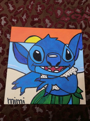 Stitch handmade painting with acrylics