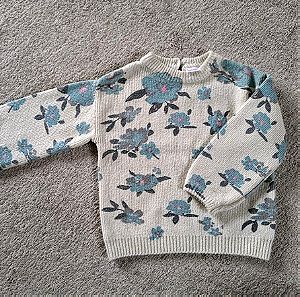 Zara knitwear λουλούδενιο πουλόβερ 104cm 3-4 years