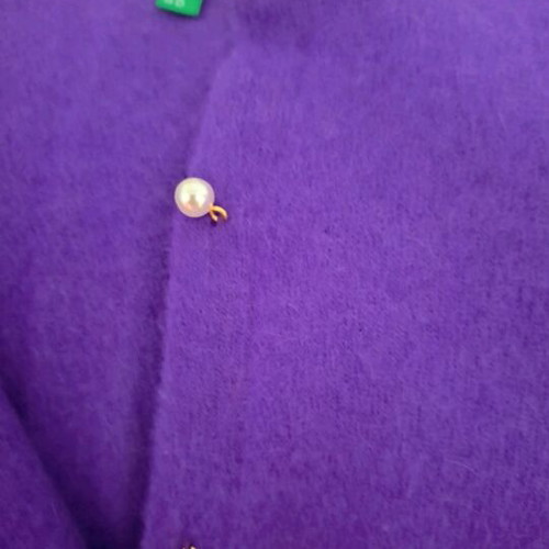Benetton women's cardigan purple new with white buttons
