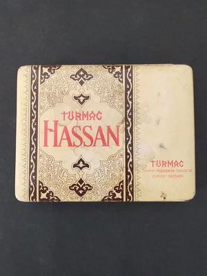 Turmac Hassan tin cigarette box 1920s
