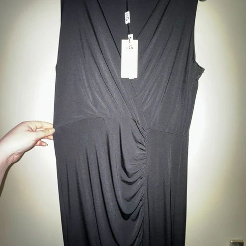 Wal G maxi dress black sleeveless with deep V-neck