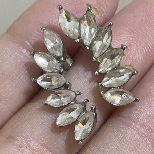 Silver Crystal Ear Climber Earrings used