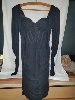 Mini dress with corset and ruched details, like new, black, size XS