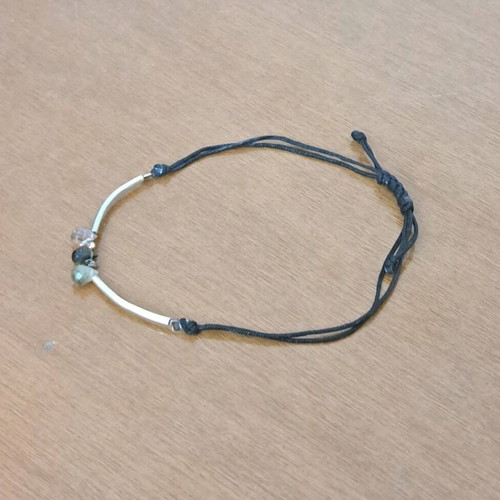 Bracelet with tourmaline, black agate, smoky quartz and silver like new