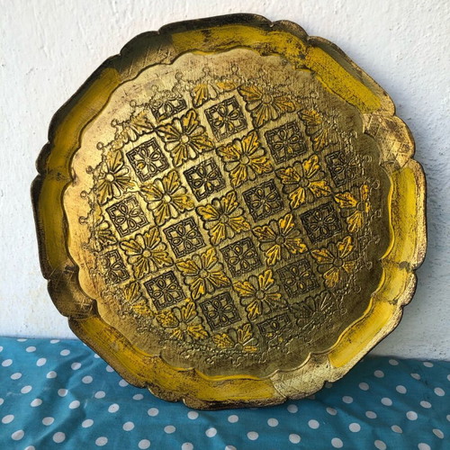 Wooden carved Florentine serving tray like new