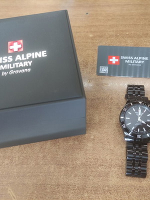 Swiss Alpine Military by Grovana men's wristwatch, black, sapphire crystal