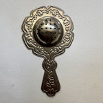Soviet Vintage Melchior Tea Strainer with Cloisonné Enamel (12x7 cm)