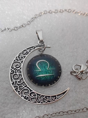 Libra Zodiac Pendant Necklace like new, stainless steel