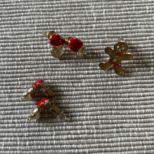 Festive stud earrings set with enamel and rhinestones