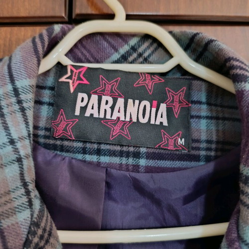 Paranoia checked coat-jacket used, size M, purple and turquoise