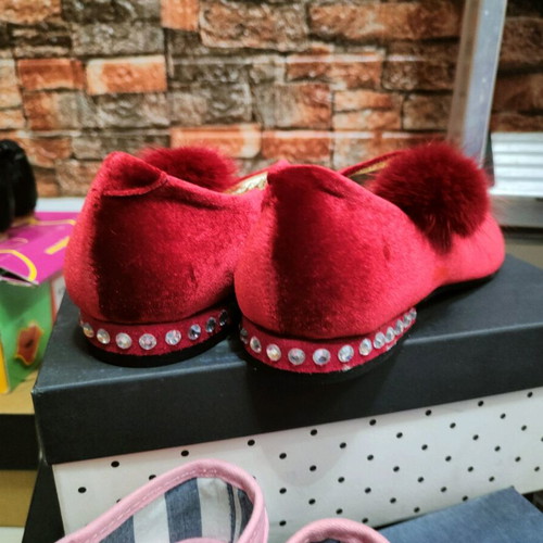 Monnalisa red velvet ballerina flats new, size 35