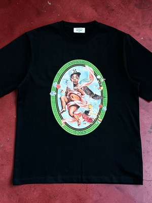 Deadstock Fresco black oval printed short-sleeve t-shirt new, size XL